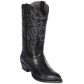 Los Altos Men's Black Ostrich Leg J-Toe Western Boots | Black