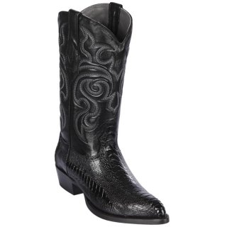Los Altos Men's Black Ostrich Leg J-Toe Western Boots | Black