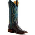CANADA OUTLET MACIE BEAN WOMEN'S BITE IN SHINING ARMOR CAIMAN PRINT LEATHER WESTERN BOOT - BROAD SQUARE TOE - BLUE  CANADA OUTLET MACIE BEAN WOMEN'S BITE IN SHINING ARMOR CAIMAN PRINT LEATHER WESTERN BOOT - BROAD SQUARE TOE - BLUE
