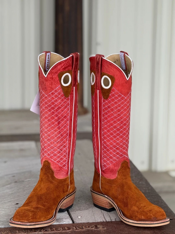 New Arrivals Olathe Rust Crazyhorse Roughout Boots - Rust/Red