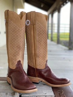New Arrivals Olathe Kango Tobacco SM Ostrich Tall Top Boots - Brown/Tan