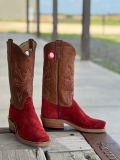 New Arrivals Olathe Red Hot Waxy Kudu Roughout Boots - Red/Tan