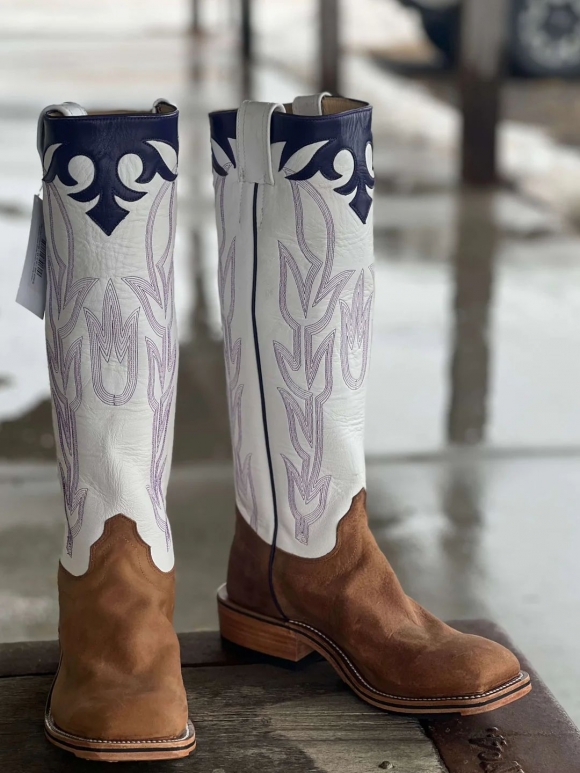 New Arrivals Olathe Dune Rough Rider Stovepipe Boots - Brown/White New Arrivals Olathe Dune Rough Rider Stovepipe Boots - Brown/White