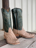 New Arrivals Olathe Tan Vintage Bruciato FQ Ostrich Boots - Tan/Green