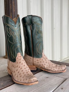 New Arrivals Olathe Tan Vintage Bruciato FQ Ostrich Boots - Tan/Green