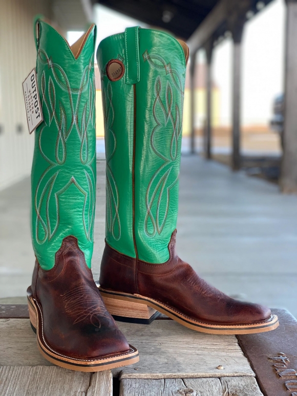 New Arrivals Olathe Saddle Elk Butt Tall Top Boots - Brown/Green