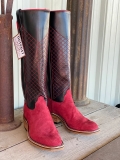 New Arrivals Olathe Firebird Pig Suede Tall Top Boots - Red/Black