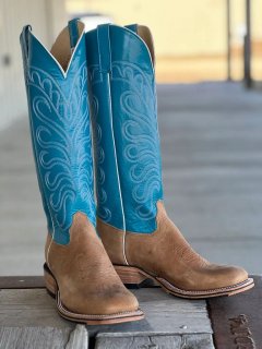 New Arrivals Olathe Distressed Bison Boots - Tan/Blue New Arrivals Olathe Distressed Bison Boots - Tan/Blue