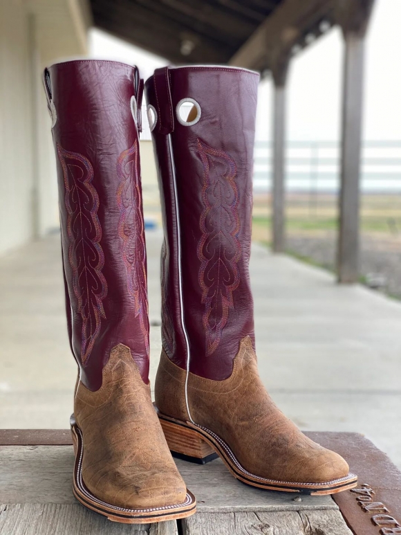 New Arrivals Olathe Natural Brahma Bison/Sangria Boots - Tan/Maroon