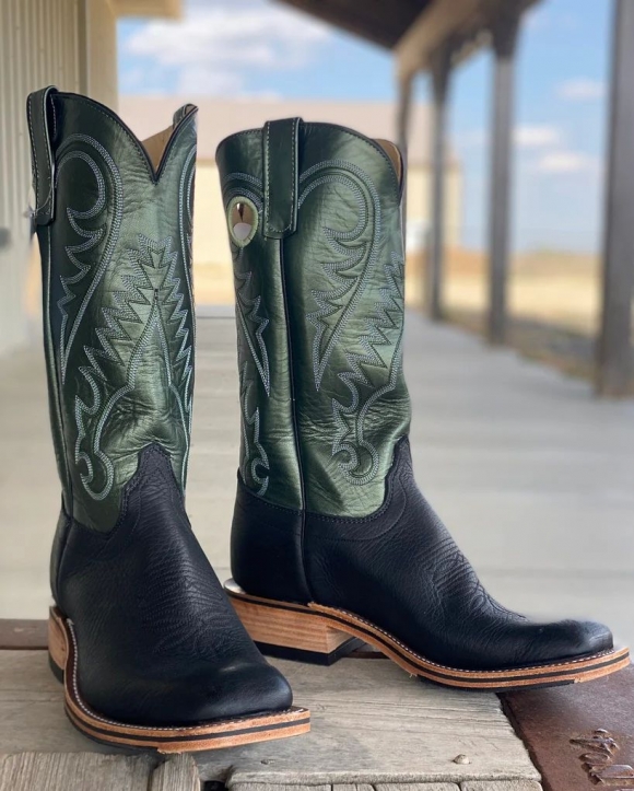 New Arrivals Olathe Black Mule Boots - Black/Green