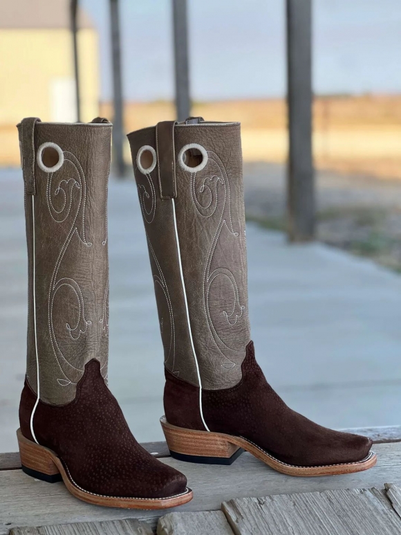 New Arrivals Olathe Outpost x Evan Felker Cafe Carpincho Tall Top Boots - Dark Brown/Taupe