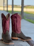 New Arrivals Olathe Antique Saddle Safari Giraffe Sangria Luster Boots - Brown/Burgundy