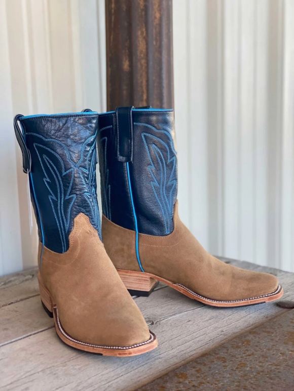 New Arrivals Olathe Tan Newman Roughout 10" Boots - Tan/Navy New Arrivals Olathe Tan Newman Roughout 10" Boots - Tan/Navy