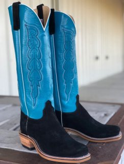 New Arrivals Olathe Black Grizzly Roughout Boots - Black/Blue New Arrivals Olathe Black Grizzly Roughout Boots - Black/Blue