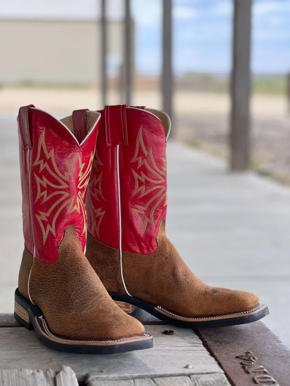 New Arrivals Olathe Tag Boar Tristan Boots - Brown/Red New Arrivals Olathe Tag Boar Tristan Boots - Brown/Red