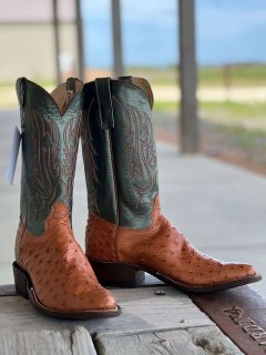 New Arrivals Olathe Brandy Mad Dog Full Quill Ostrich Boots - Rust/Green