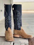 New Arrivals Olathe Tan Newman Roughout Tall Top Boots - Tan/Navy