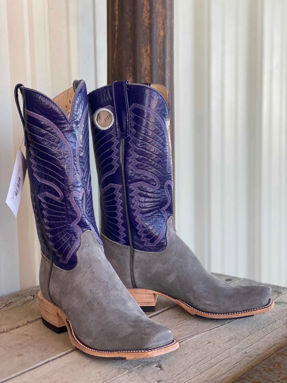 New Arrivals Olathe Grey Buffed Elephant Boots - Grey/Purple New Arrivals Olathe Grey Buffed Elephant Boots - Grey/Purple