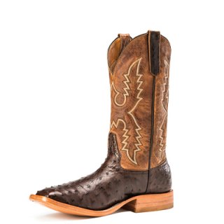 CANADA OUTLET RIOS BOOTS 13" NICOTINE FULL QUILL OSTRICH & TAN MAD CAT R9014