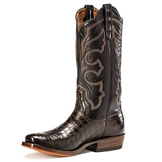 CANADA OUTLET RIOS BOOTS 13" CHOCOLATE BELLY CROCODILE & BLACK CALF R9016