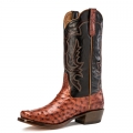 CANADA OUTLET RIOS BOOTS 13" ALMOND AMERICANO FULL QUILL OSTRICH & BLACK CALF R9022