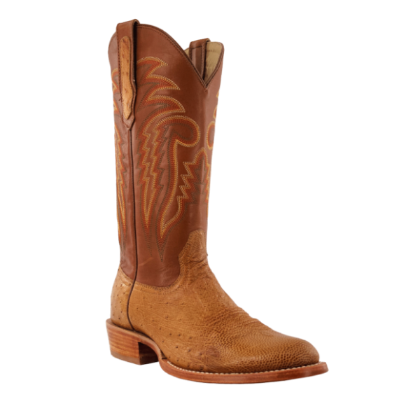 R Watson New Arrivals Men's Smooth Ostrich Super Roper 13"- ANTIQUE SADDLE BRUCIATO