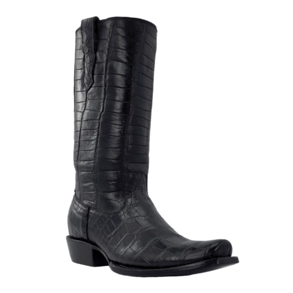 R Watson New Arrivals Men's American Alligator Narrow Square 13"- BLACK
