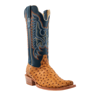 R Watson New Arrivals Men's Full Quill Ostrich Narrow Square - ANTIQUE SADDLE BRUCIATO