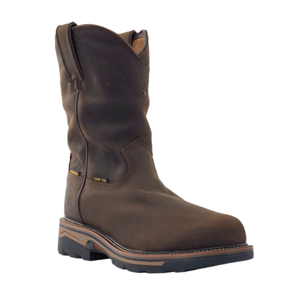 R Watson New Arrivals Men's Cowhide Wide Round 10" Waterproof Work Boot - DARK EARTH