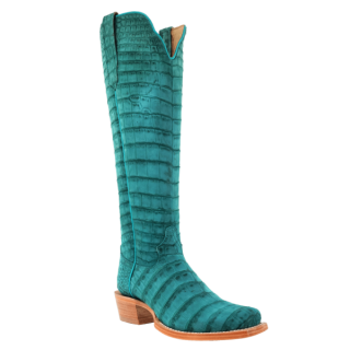 R Watson New Arrivals Women's Sueded Alligator Narrow Square 17"- TURQUOISE