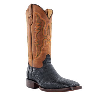 R Watson New Arrivals Men's Caiman Tail Wide Square 13"- BLACK