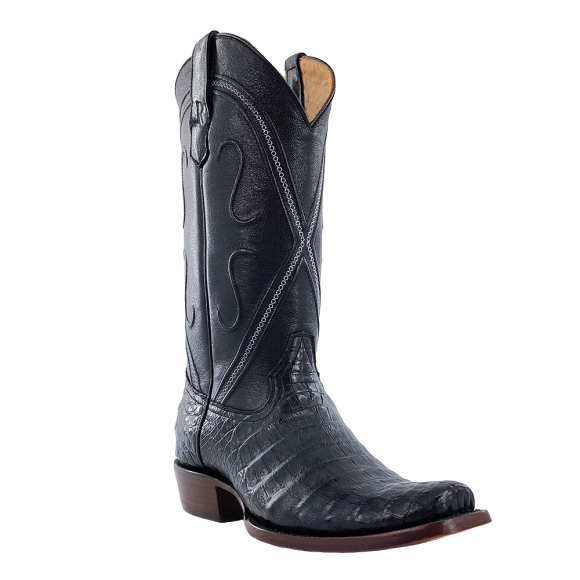 R Watson New Arrivals Men's Caiman Belly Medium Round 13"- BLACK