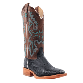 R Watson New Arrivals Women's Full Quill Ostrich Wide Square 13"- BLACK