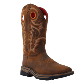 R Watson New Arrivals Men's Cowhide Wide Square 12" Steel Toe / Waterproof Work Boot - HAZEL BAY