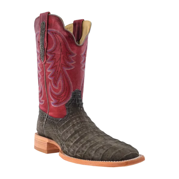 R Watson New Arrivals Men's Nubuck Caiman Belly Wide Square 11"- CHARCOAL