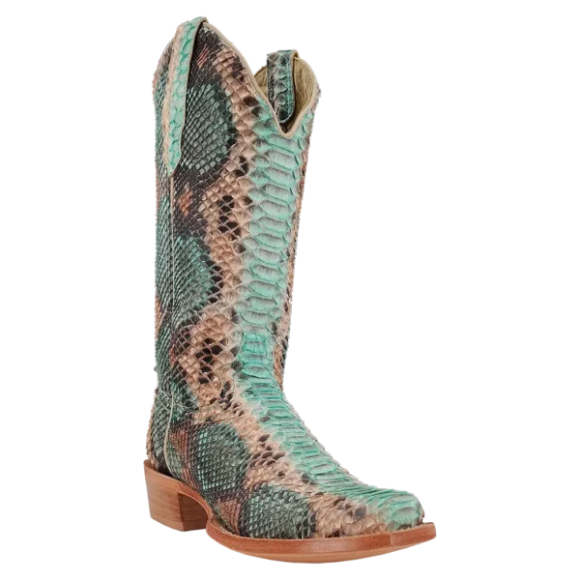 R Watson New Arrivals Women's Python Narrow Square 14"- TEAL & COPPER