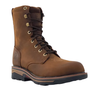R Watson New Arrivals Men's Cowhide Wide Round 8" Waterproof Work Boot - PEANUT