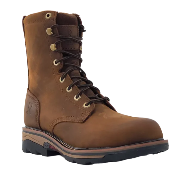 R Watson New Arrivals Men's Cowhide Wide Round 8" Waterproof Work Boot - PEANUT