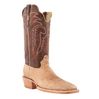 R Watson New Arrivals Men's Smooth Ostrich Wide Square 13"- SAND BRUCIATO