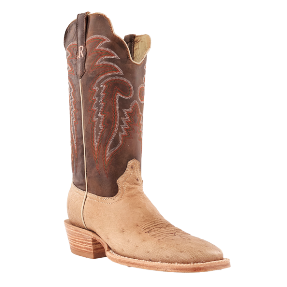 R Watson New Arrivals Men's Smooth Ostrich Wide Square 13"- SAND BRUCIATO