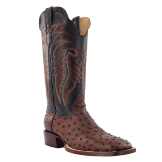 R Watson New Arrivals Men's Full Quill Ostrich Wide Square 13"- KANGO TOBAC BRUCIATO