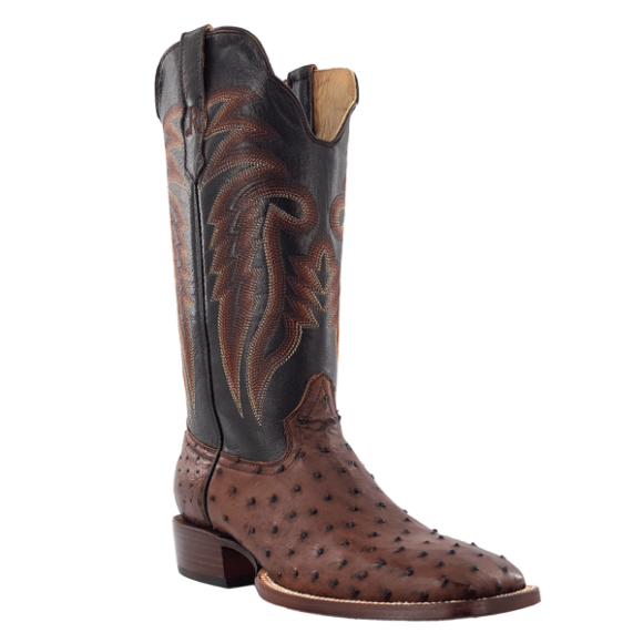R Watson New Arrivals Men's Full Quill Ostrich Wide Square 13"- KANGO TOBAC BRUCIATO