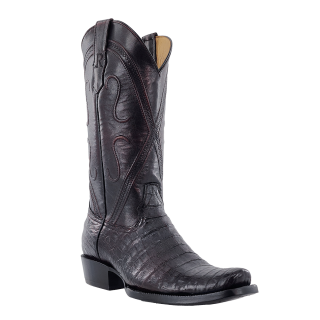 R Watson New Arrivals Men's Caiman Belly Narrow Square 13"- BLACK CHERRY
