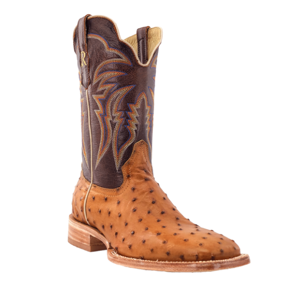R Watson New Arrivals Men's Full Quill Ostrich Wide Square 11"- ANTIQUE SADDLE BRUCIATO