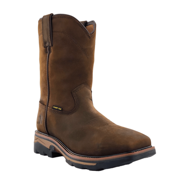 R Watson New Arrivals Men's Cowhide Wide Square 10" Composite Toe / Waterproof Work Boot - DARK EARTH