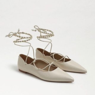 Sam Edelman | Men's Winslet Lace Up Pointed Toe Flat-Modern Ivory Leather
