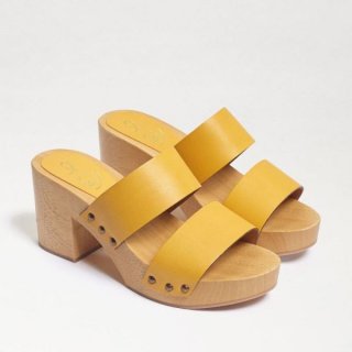 Sam Edelman | Men's Brandy Mule Heeled Sandal-Yellow Leather