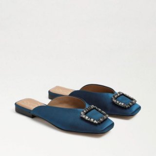 Sam Edelman | Men's Lavina Buckle Mule-Peacock Blue Satin