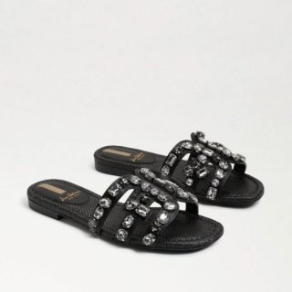 Sam Edelman | Men's Bay Embellished Slide Sandal-Black Leather