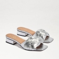 Sam Edelman | Men's Lena Block Heel Slide Sandal-Silver Leather